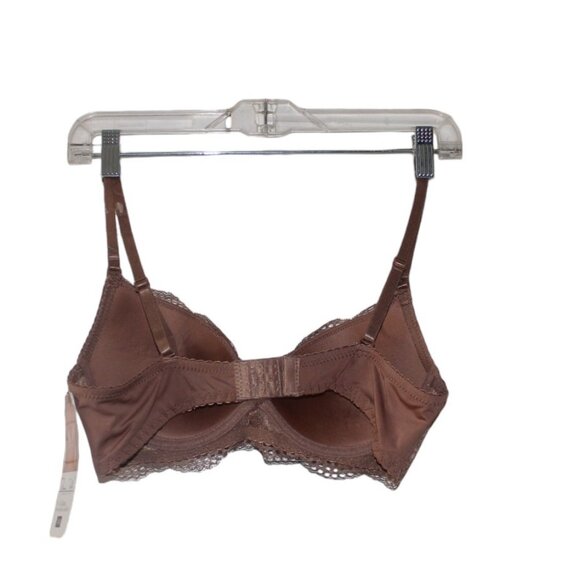 Rene Rofe Undewire Push Up Bra Lightly Padded 36B Nylon Spandex Sepia Brown NWT - Picture 2 of 2